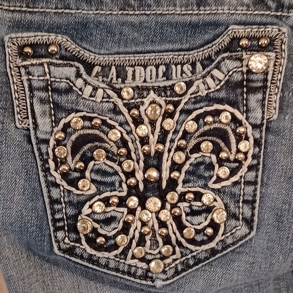 LA Idol USA Jeans, Size 5, Flared 8", Low-Rise, Boot Cut, 30W x 30L, Bedazzled - Picture 12 of 12